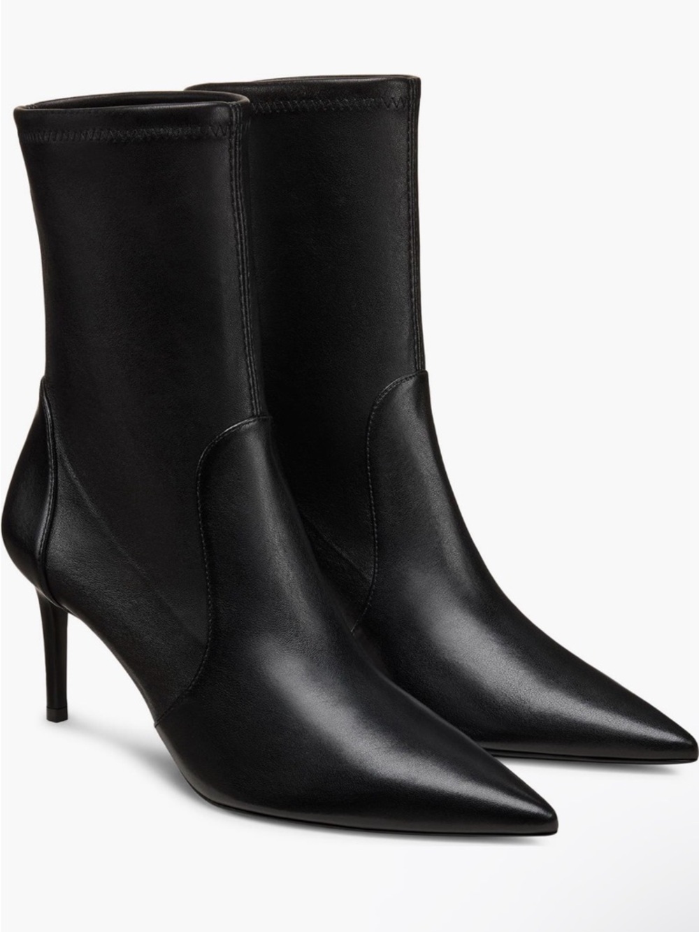 Stuart Weitzman “Stuart” Black Pointed Toe Stiletto Mid-Calf Boots